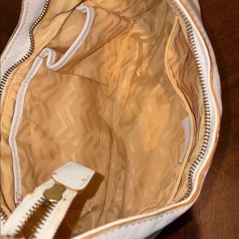 Via Spiga shoulder bag Leather smooth white/tan stitching braided handle EUC - Picture 15 of 16
